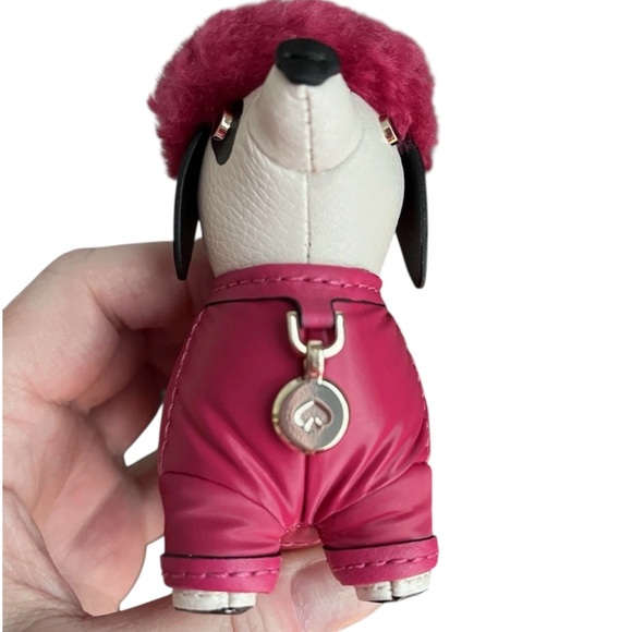 Kate Spade Festive Pink Claude Dachshund Dog Keychain/Bag Charm - Picture 8 of 10